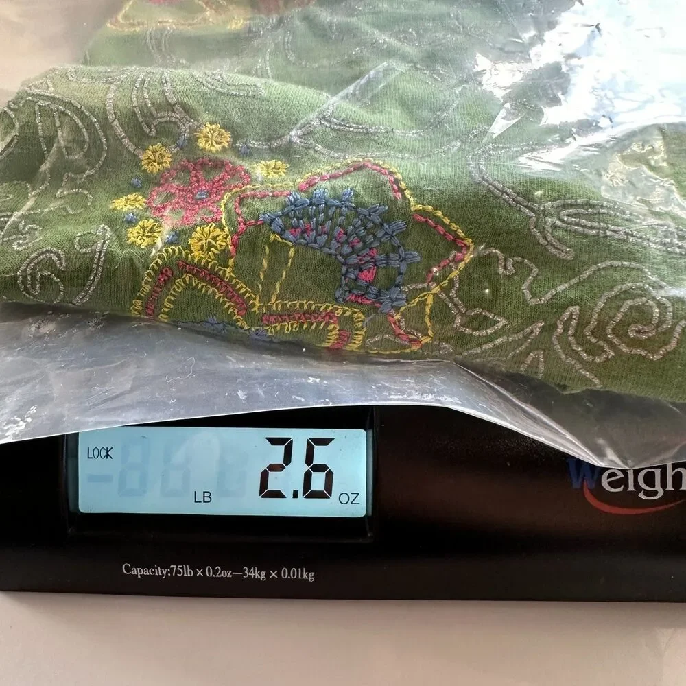 Baleno‎ Women's Shirt Top Tank Green Floral Embroidered Sleeveless Size L - Picture 6 of 6